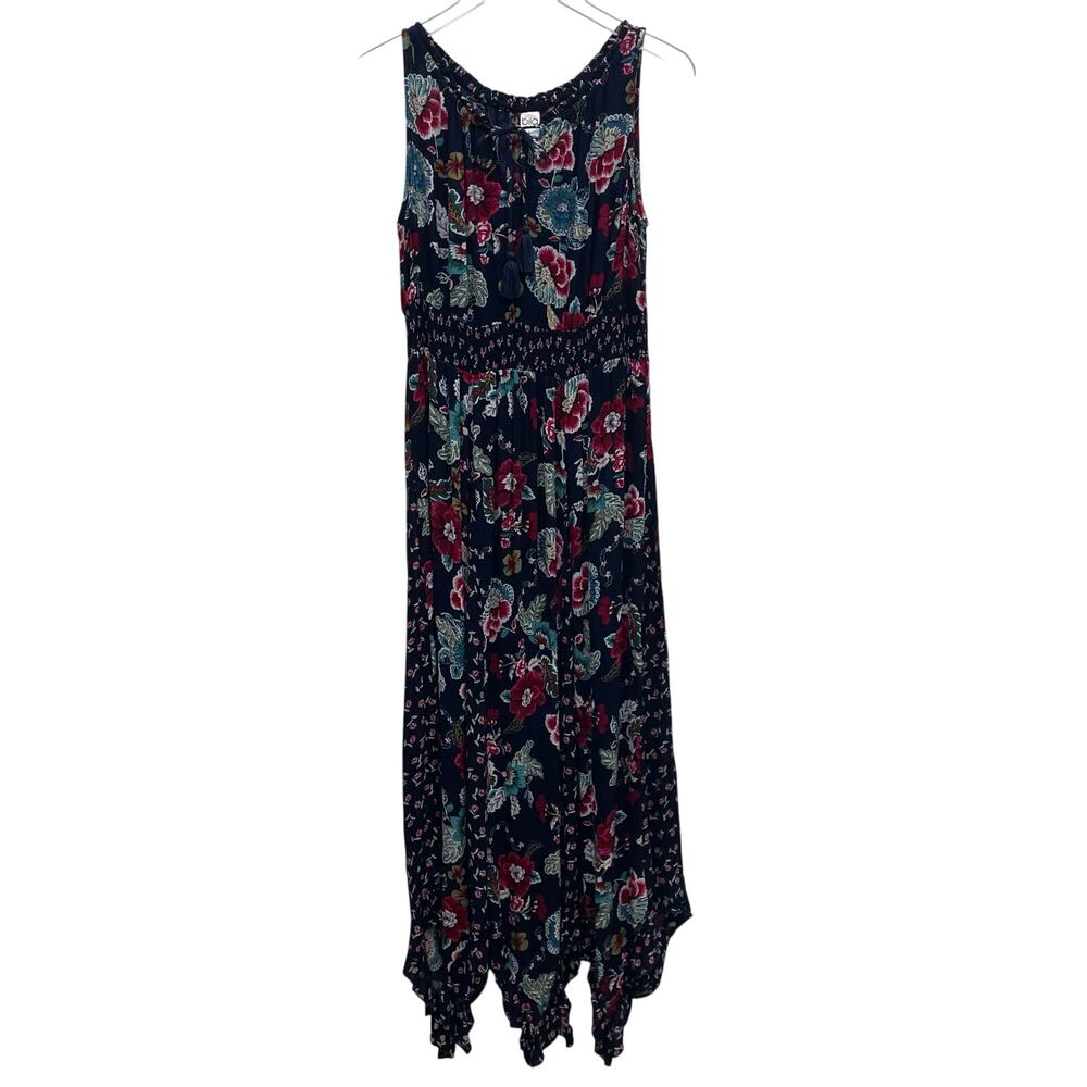 Bila Boho Sleeveless Floral Handkerchief Hem Maxi Sundress Size Large - Picture 2 of 9